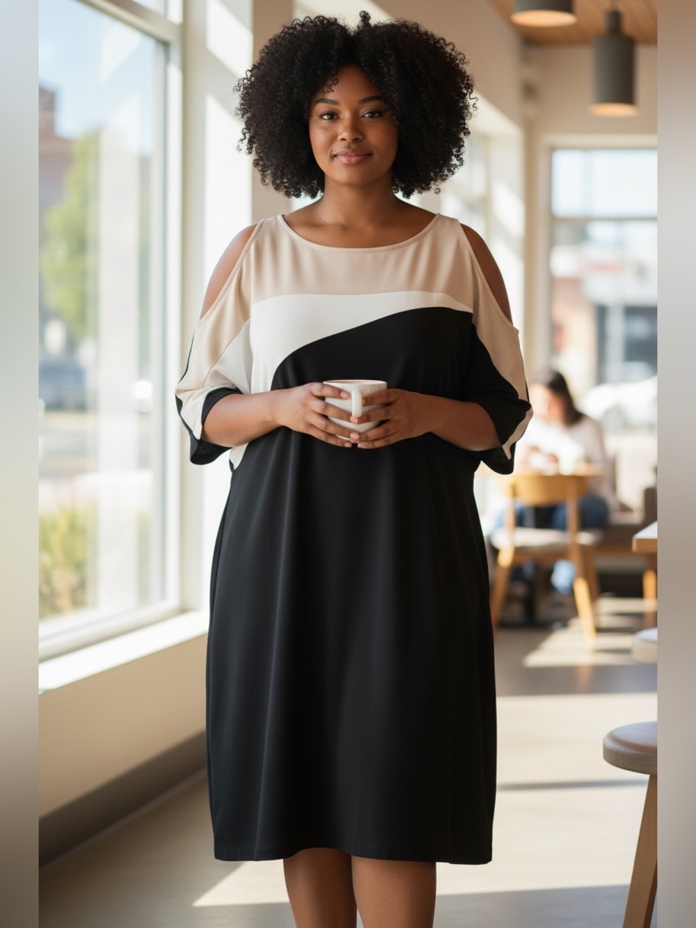 Dressbarn Black and White Off-the-Shoulder Lined Short Sleeve Dress. Size 20